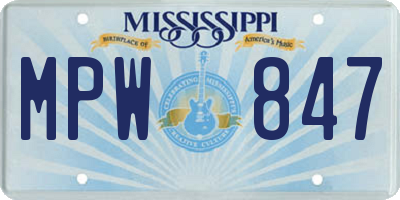 MS license plate MPW847
