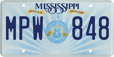 MS license plate MPW848