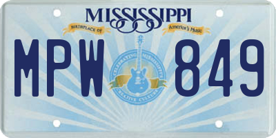 MS license plate MPW849