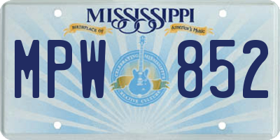 MS license plate MPW852