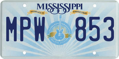 MS license plate MPW853