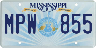 MS license plate MPW855