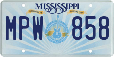 MS license plate MPW858