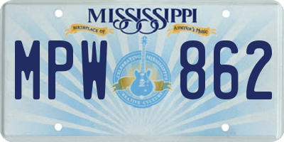 MS license plate MPW862