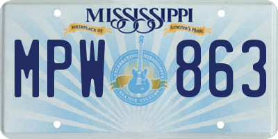 MS license plate MPW863