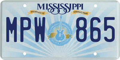 MS license plate MPW865