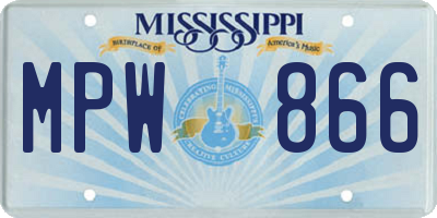 MS license plate MPW866