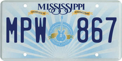 MS license plate MPW867