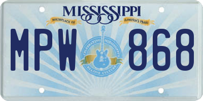 MS license plate MPW868