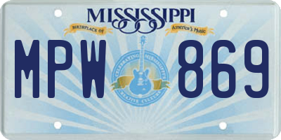 MS license plate MPW869