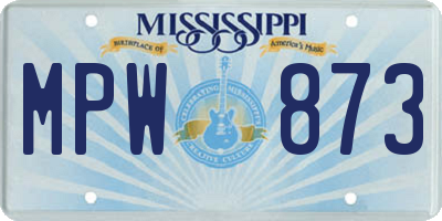 MS license plate MPW873