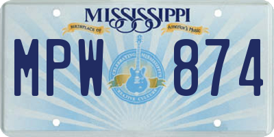 MS license plate MPW874