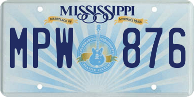 MS license plate MPW876