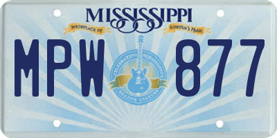 MS license plate MPW877