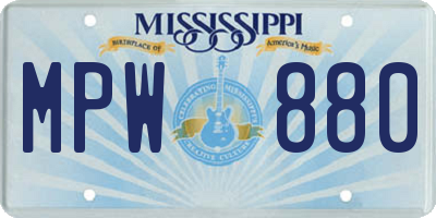 MS license plate MPW880