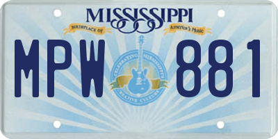 MS license plate MPW881