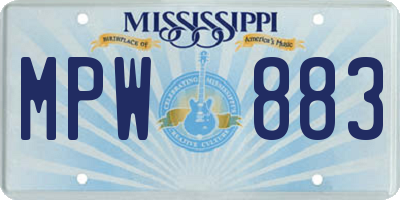 MS license plate MPW883
