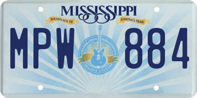 MS license plate MPW884