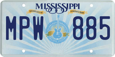MS license plate MPW885