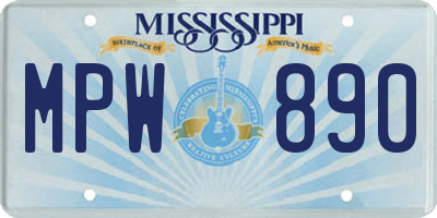 MS license plate MPW890