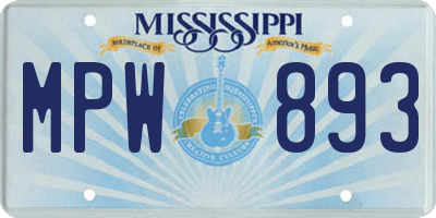 MS license plate MPW893