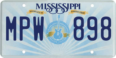 MS license plate MPW898