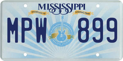 MS license plate MPW899