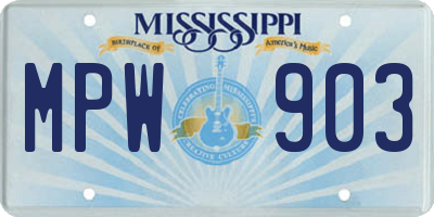 MS license plate MPW903