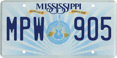 MS license plate MPW905