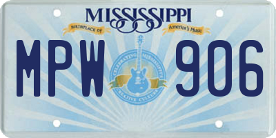 MS license plate MPW906