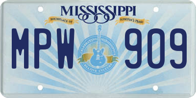 MS license plate MPW909