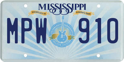 MS license plate MPW910