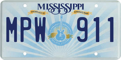 MS license plate MPW911