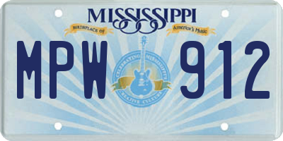 MS license plate MPW912