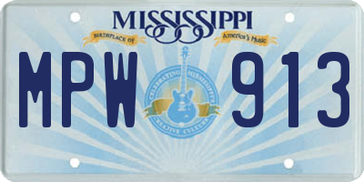 MS license plate MPW913