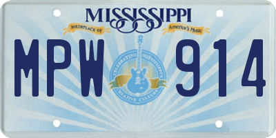 MS license plate MPW914
