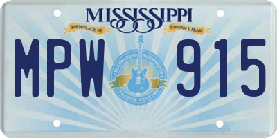 MS license plate MPW915