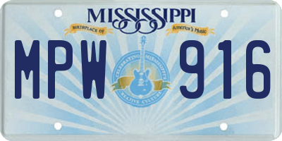 MS license plate MPW916