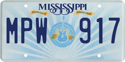 MS license plate MPW917