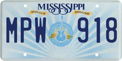 MS license plate MPW918