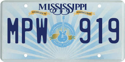 MS license plate MPW919