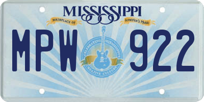 MS license plate MPW922
