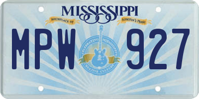 MS license plate MPW927