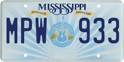 MS license plate MPW933
