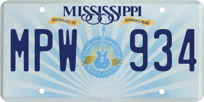 MS license plate MPW934