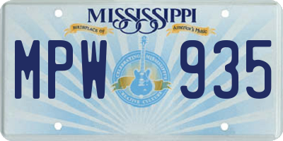 MS license plate MPW935