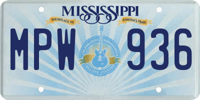 MS license plate MPW936