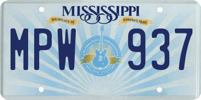 MS license plate MPW937