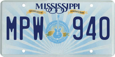 MS license plate MPW940