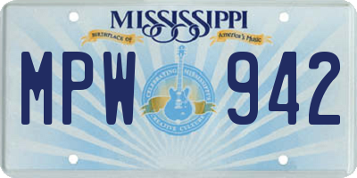 MS license plate MPW942